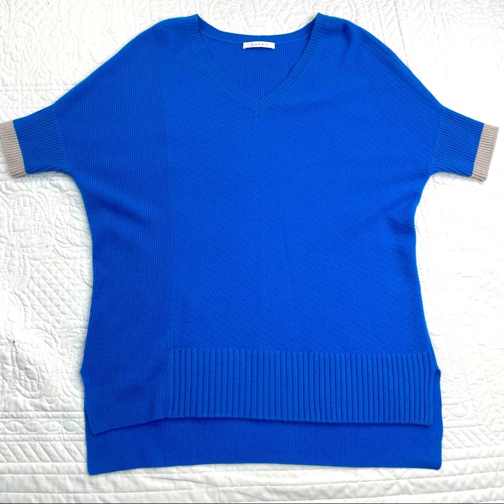 DUFFY •L• short sleeve v neck shrug tunic sweater